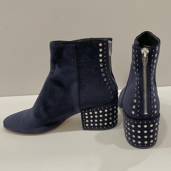 DOLCE VITA  Mazey Stud Embellished Blue Velvet Booties  Size 10 NWOT - Picture 1 of 6